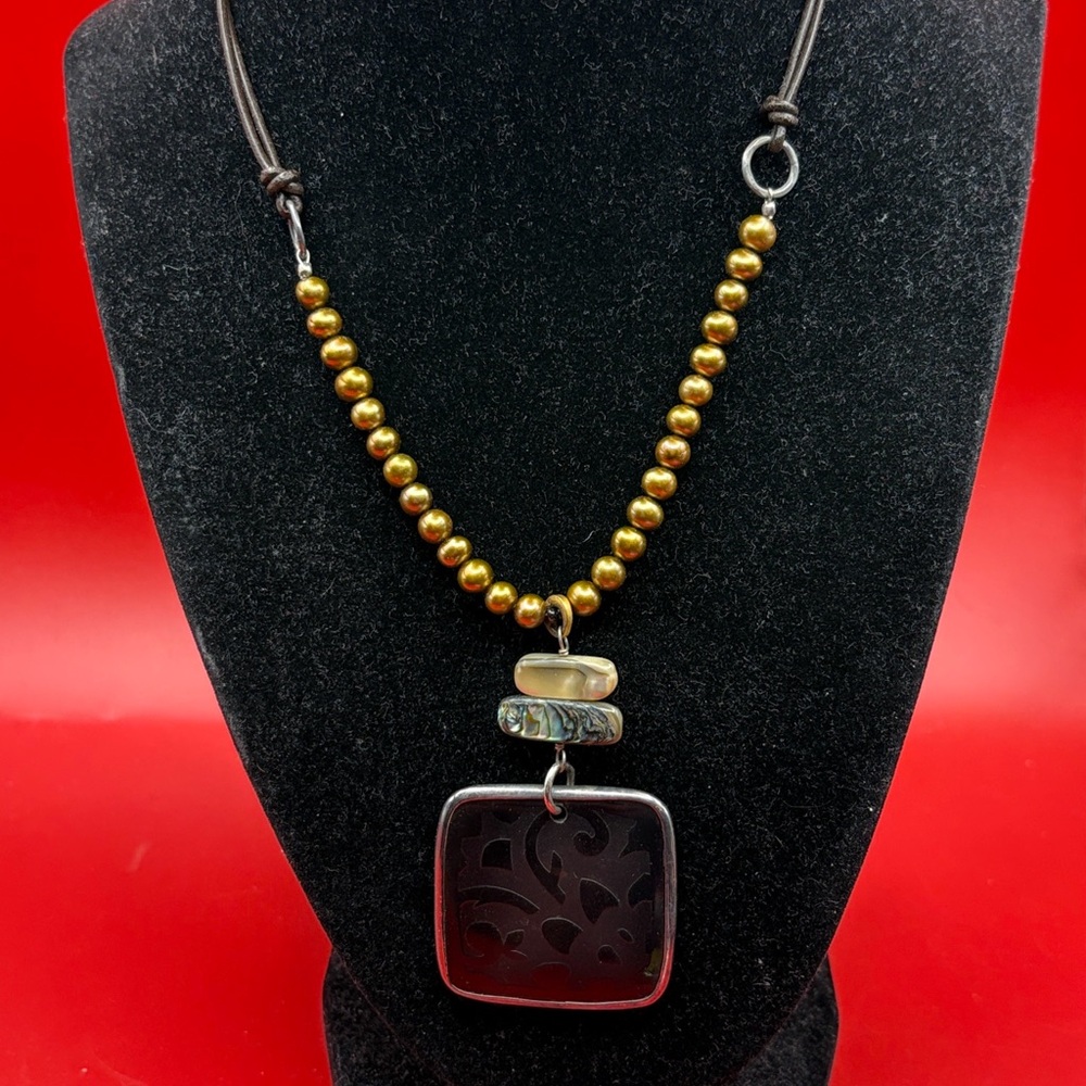 Silpada sterling silver dark brown corded  Pendant Necklace